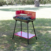 Barbecue A Carbonella Con Griglia Regolabile In Acciaio Paravento Ripiano H82x58x38cm