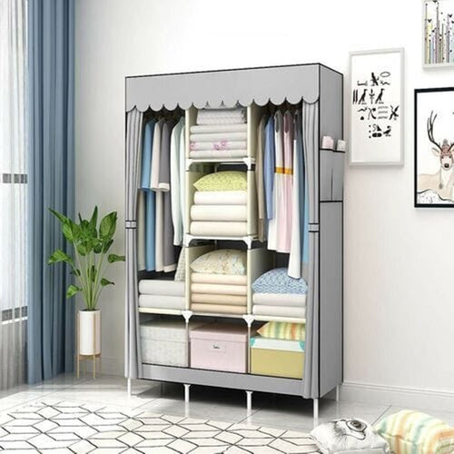 Armadio Guardaroba Appendiabiti In Tessuto Acciaio Smontabile Abiti 3 Ante Per Camera