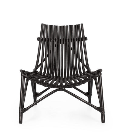 Sedia Lounge "Menendez" in rattan, finitura a base di nitrocellulosa