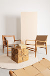 Tavolino Elwood cubo in radici di teak originali per arredamento