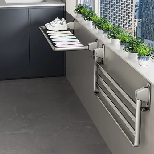 Stendibiancheria A Parete Pieghevole Salvaspazio 60cm Per Asciugamani Da Interno Esterno