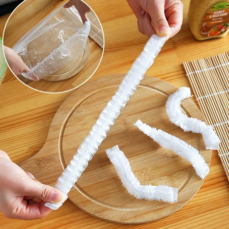 Kit 100pz Copertura Monouso Pellicola Trasparente Frigo Cibo Frutta Conservazione Plastica