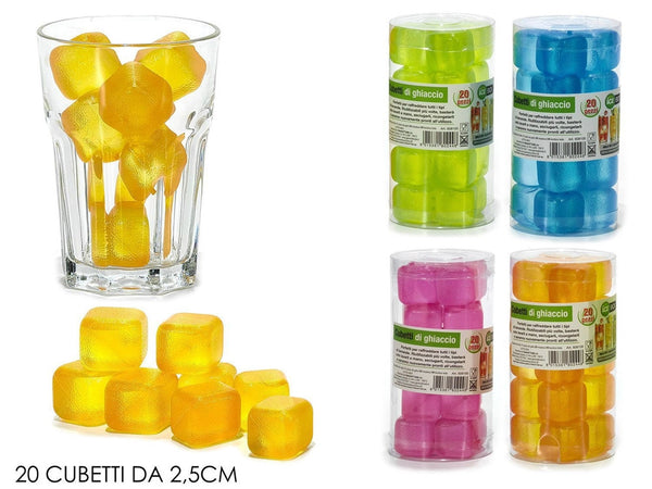Set 20pz Cubetti Di Ghiaccio Riutilizzabili Plastica Multicolore Cubi Da 2.5 X 2.5cm