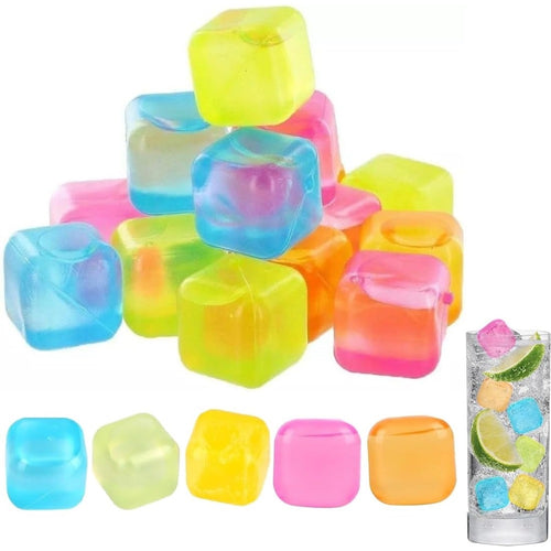 Set 20pz Cubetti Di Ghiaccio Riutilizzabili Plastica Multicolore Cubi Da 2.5 X 2.5cm