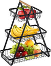 Cestino Porta Frutta Rettangolare A 3 Ripiani Con Manico Legno Decorazione Cucina Casa