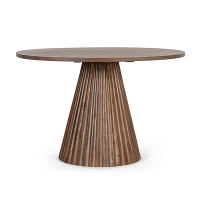 Tavolo Orissa con struttura in legno di mango, supporto in acciaio, Ø120 - 76 cm