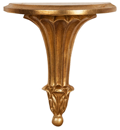 Biscottini Mensola a muro in legno finitura foglia oro anticato L21xPR11xH23 cm Made in Italy