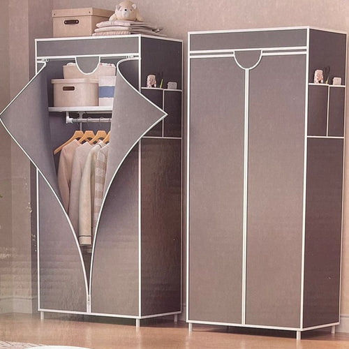 Armadio Multifunzionale In Tessuto Struttura In Acciaio Rivestimento In Tessuto 57x44x146cm