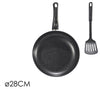 Set 2pz Padella Antiaderente ⌀28cm Con Pala Spatola Forata Manico Antiscottatura Pfoa Free