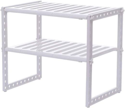 Scaffale Stoviglie Estensibile 50-70cm Organizer Sottolavello Portaoggetti Mensola 2 Piani