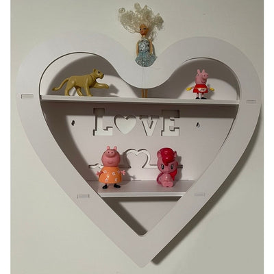 Mensola Scaffale Da Parete A Forma Di Cuore Con Scritta Love A 2 Ripiani Camera Corridoio