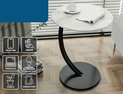 Tavolino Laterale A Forma Di C Moderno Elegante Per Soggiorno Salotto Divano Camera