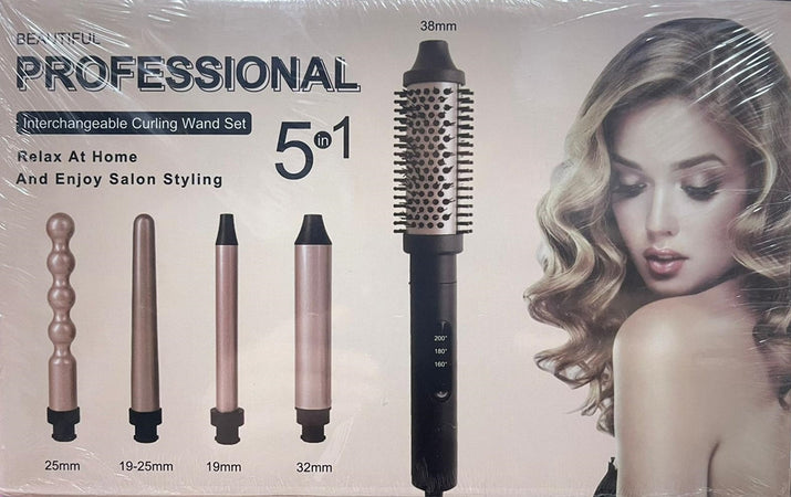 Set Professionale 5in1 Arricciacapelli Spazzola Ricci Accessori Intercambiabili Styling
