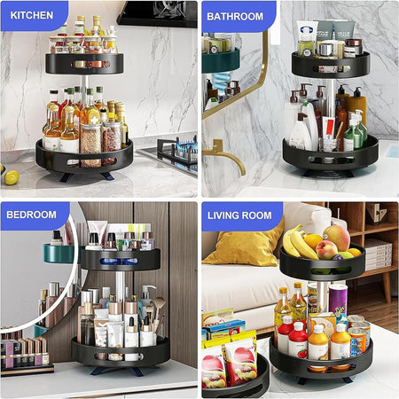 Portaspezie Organizer Mensola Girevole A 360° Per Cucina Bagno Soggiorno Camera 2 Livelli