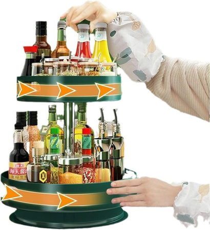 Portaspezie Organizer Mensola Girevole A 360° Per Cucina Bagno Soggiorno Camera 2 Livelli