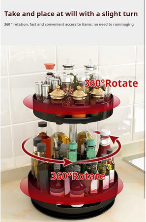 Portaspezie Organizer Mensola Girevole A 360° Per Cucina Bagno Soggiorno Camera 2 Livelli