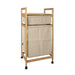 MOBILETTO CESTO PORTABIANCHERIA IN BAMBÙ TESSUTO 42X33,5X84,5CM A 2 SCOMPARTI CON RUOTE