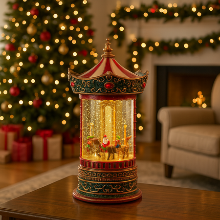 Carillon carosello con luce e movimento per decorazioni natalizie