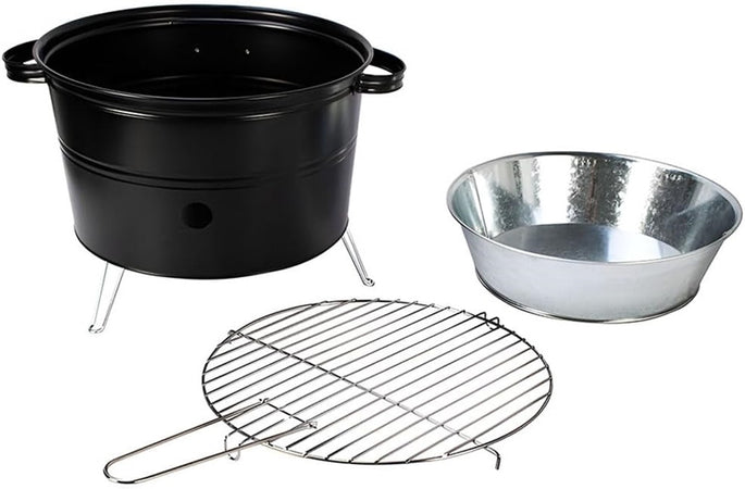 Fornacella A Carbone Tonda Barbecue Portatile Ripiano Griglia Acciaio Cuoci Carne Pesce