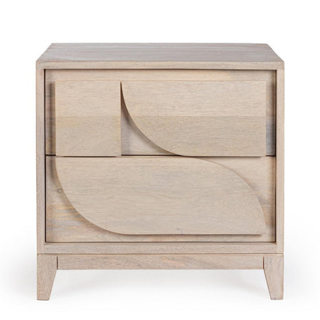 Comodino "Archita" per camera, Struttura In Legno Di Mango, Schienale E Fondo Cassetto In Mdf