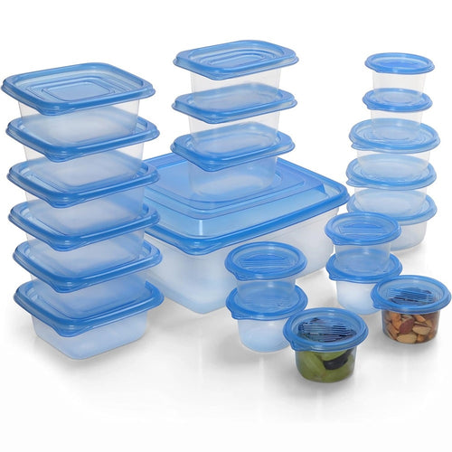 Set 21pz Contenitori Con Coperchi Per Alimenti In Plastica Trasparenti Impilabili Microonde