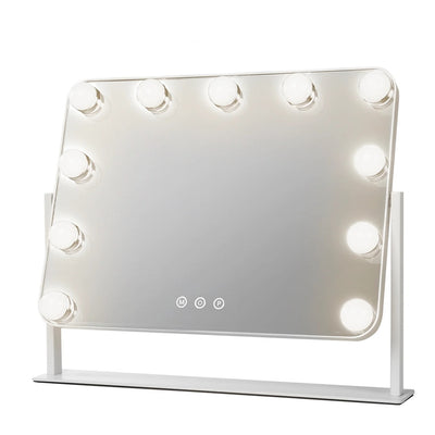 Specchio Luminoso 11 Led Controllo Touch 3 Temperature Luce Dimmerabile Stile Hollywood