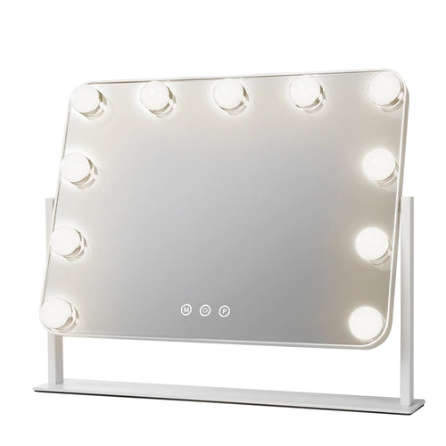 Specchio Luminoso 11 Led Controllo Touch 3 Temperature Luce Dimmerabile Stile Hollywood