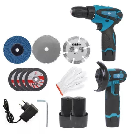 Set Trapano Avvitatore + Flex Smerigliatrice Angolare A Batteria 18v Con Accessori