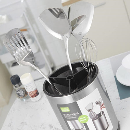 Scolaposate In Acciaio Organizer Per Posate Contenitore Rotondo Portautensili Da Cucina