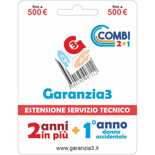 Garanzia 3 Combi 500 - 2 Anni di garanzia + 1 di Danno Accidentale fino a 500,00 Euro
