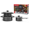 Set Batteria Di Pentole Cucina In Acciaio Al Carbonio Da 6pz Antiaderente Antigraffio