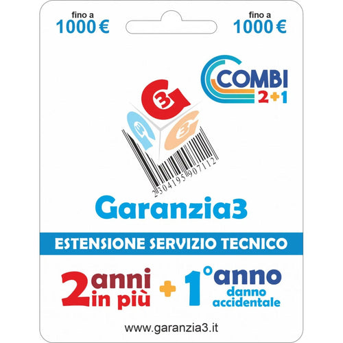 Garanzia 3 Combi 1000 - 2 Anni di garanzia + 1 di Danno Accidentale fino a 1000,00 Euro