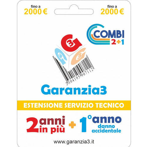 Garanzia 3 Combi 2000 - 2 Anni di garanzia + 1 di Danno Accidentale fino a 2000,00 Euro