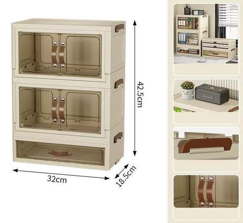 Mobiletto Organizer Pieghevole A 2 Ripiani Con Cassetto Armadietto Da Scrivania Camera
