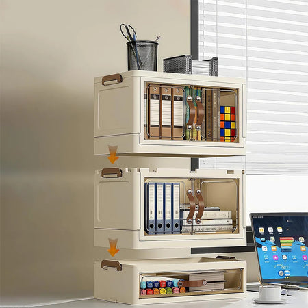 Mobiletto Organizer Pieghevole A 2 Ripiani Con Cassetto Armadietto Da Scrivania Camera