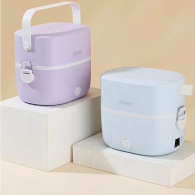 Porta Pranzo Lunch Box Scaldavivande Elettrico Portatile Con Doppio Scomparto In Acciaio