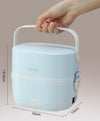 Porta Pranzo Lunch Box Scaldavivande Elettrico Portatile Con Doppio Scomparto In Acciaio