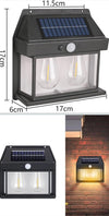 Lampada Da Parete A Luce Calda Pannello Solare A Doppio Led Con Sensore Ip65 Senza Fili