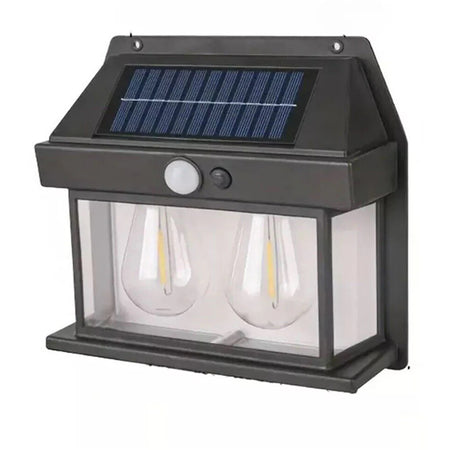 Lampada Da Parete A Luce Calda Pannello Solare A Doppio Led Con Sensore Ip65 Senza Fili