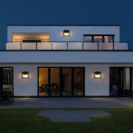 Lampada Da Parete A Luce Calda Pannello Solare A Doppio Led Con Sensore Ip65 Senza Fili