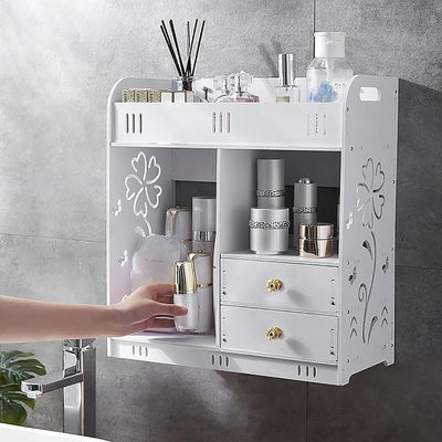 Armadietto Mobile Da Parete Bianco Per Cosmetici Medicinali Organizer Bagno Con Cassetti