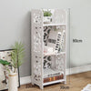 Libreria Scaffale A 3 Ripiani Con Motivo Floreale Intagliato Bianco Moderno 80x30x22cm