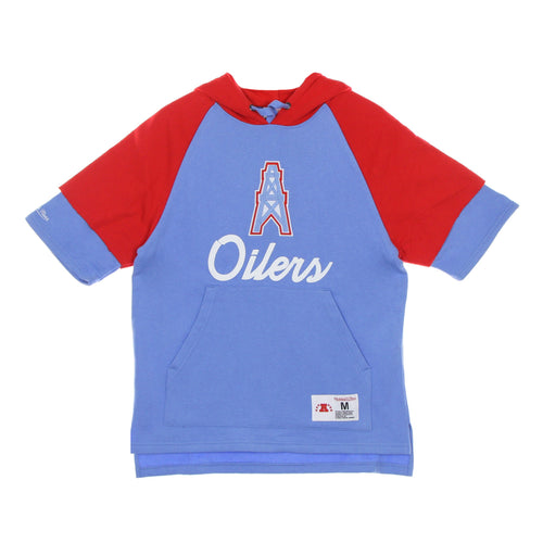 MITCHELL & NESS Felpa Cappuccio Manica Corta Uomo Nfl Fleece Hoodie Houoil Light Blue da uomo