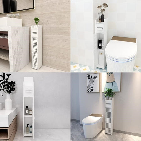 Armadietto Da Bagno Porta Carta Igienica Mobile Salvaspazio Sottile Impermeabile Bianco