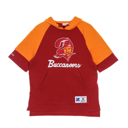MITCHELL &amp; NESS Felpa Cappuccio Manica Corta Uomo Nfl Fleece Hoodie Tambuc Scarlet da uomo