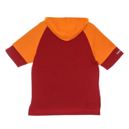 MITCHELL &amp; NESS Felpa Cappuccio Manica Corta Uomo Nfl Fleece Hoodie Tambuc Scarlet da uomo