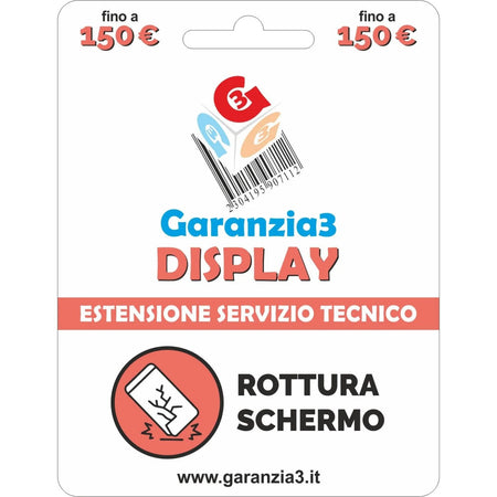 Garanzia 3 Display 150 - Danno Accidentale Display Smartphone, Tablet e Notebook fino a 150,00 Euro