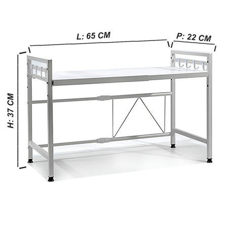 Mensola Allungaile Da 40-65cm Salvaspazio Con 8 Ganci Per Appendere Utensili Arredo Casa