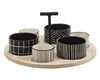 Set Antipastiera Con 6 Ciotoline Su Vassoio Base In Bamboo ⌀29cm Per Antipasti Snack