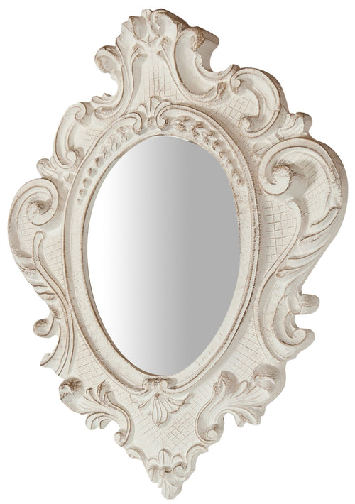 Biscottini Specchiera da parete in legno finitura bianco anticato L32xPR3,5xH38 cm Made in Italy